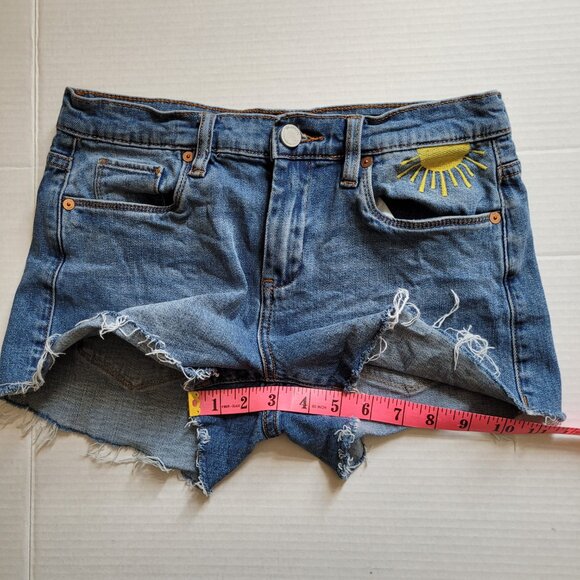 Blank NYC jean shorts boho denim cut off sun rainbow embroidery coastal cowgirl - Picture 5 of 15